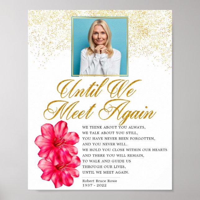 Elegantes Floral Beerdigung Gedicht Zeichen Poster (Vorne)