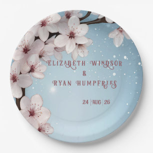 Elegantes floral blühendes Hochzeitseinladungsdesi Pappteller