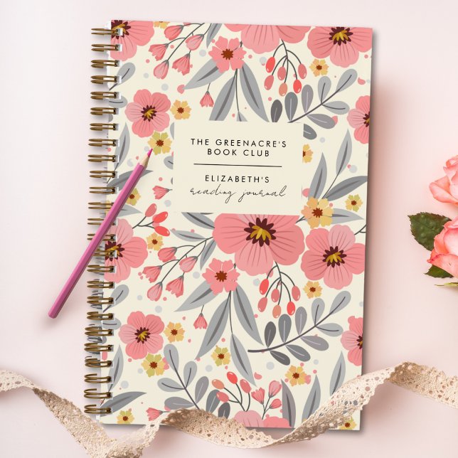 Elegantes Floral Book Club Lesen, Geschenk Journal Notizbuch (Von Creator hochgeladen)