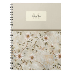 Elegantes floral Daisy Muster Monogramm Notizblock