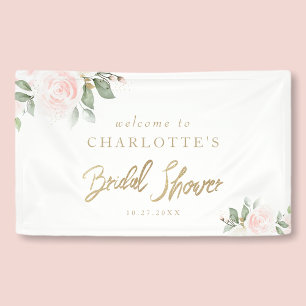 Elegantes Floral Gold Brautparty Willkommen Banner