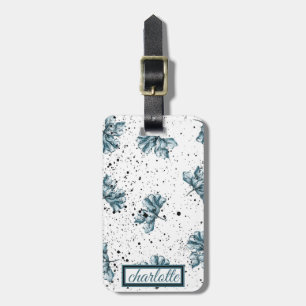 Elegantes Floral Grunge Monogramm Gepäckanhänger