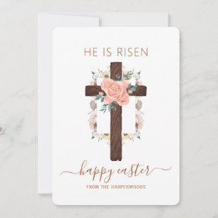 Elegantes Floral Happy Oaster Cross Christlich Feiertagskarte