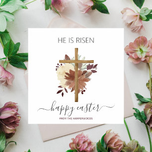 Elegantes Floral Happy Oaster Cross Christlich Feiertagskarte