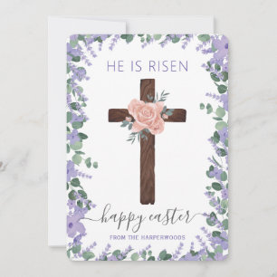 Elegantes Floral Happy Oaster Cross Christlich Feiertagskarte