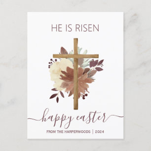 Elegantes Floral Happy Oaster Cross Christlich Feiertagspostkarte