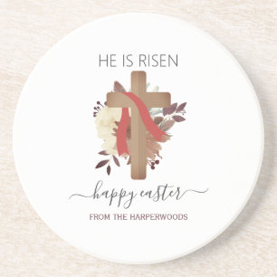 Elegantes Floral Happy Oaster Cross Christlich Getränkeuntersetzer
