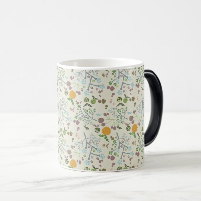 Elegantes floral Kraft Nahtloses Muster Verwandlungstasse (VorderseiteRechts)