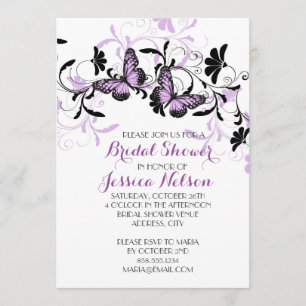 Elegantes Floral Lavender Butterfly Brautparty Einladung