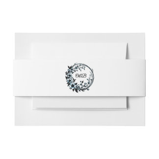Elegantes Floral Monogramm Einladung Bauchband Einladungsbanderole