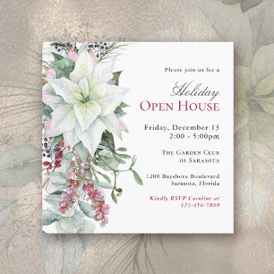 Elegantes Floral Poinsettia Holiday Open House Einladung