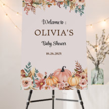 Elegantes Floral Pumpkin Baby Dusche Begrüßungszei