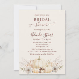 Elegantes Floral Pumpkins Fall Brautparty Einladung