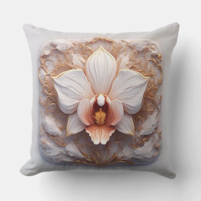 Elegantes Floral Relief Design mit Verzierten Deta Kissen (Vorderseite)