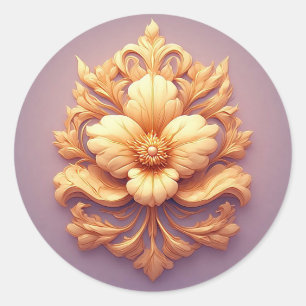 Elegantes Floral Relief Design mit Verzierten Deta Runder Aufkleber