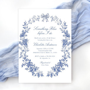 Elegantes Floral Something Blue Brautparty Einladung