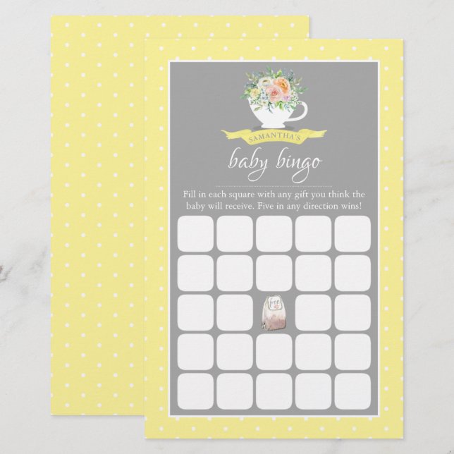 Elegantes Floral Teacup Baby Dusche Tee Party Bing (Vorne/Hinten)