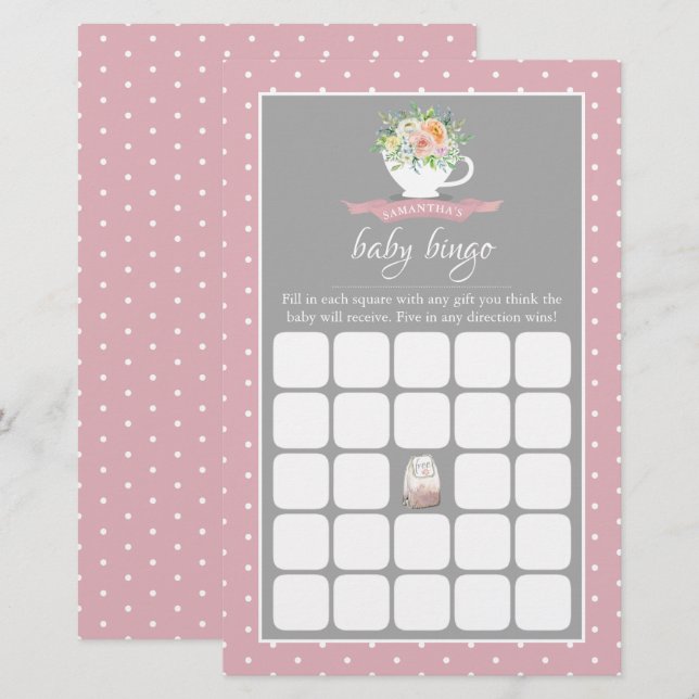 Elegantes Floral Teacup Baby Dusche Tee Party Bing (Vorne/Hinten)