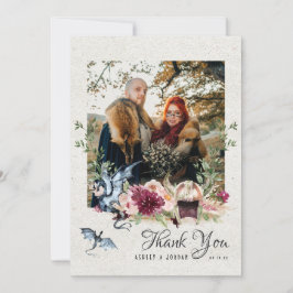 Elegantes Floral Viking Wedding Foto Vielen Dank Dankeskarte