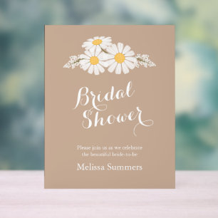 Elegantes Floral White Daisies Brautparty Beige Acrylschild