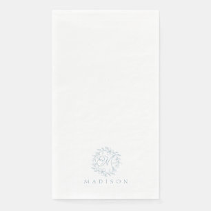 Elegantes Floral Wreath Dusty Blue Paper Handtuch Serviette