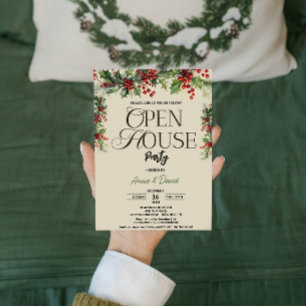 Elegantes Floral Xmas Holly Weihnachts-Open House Einladung