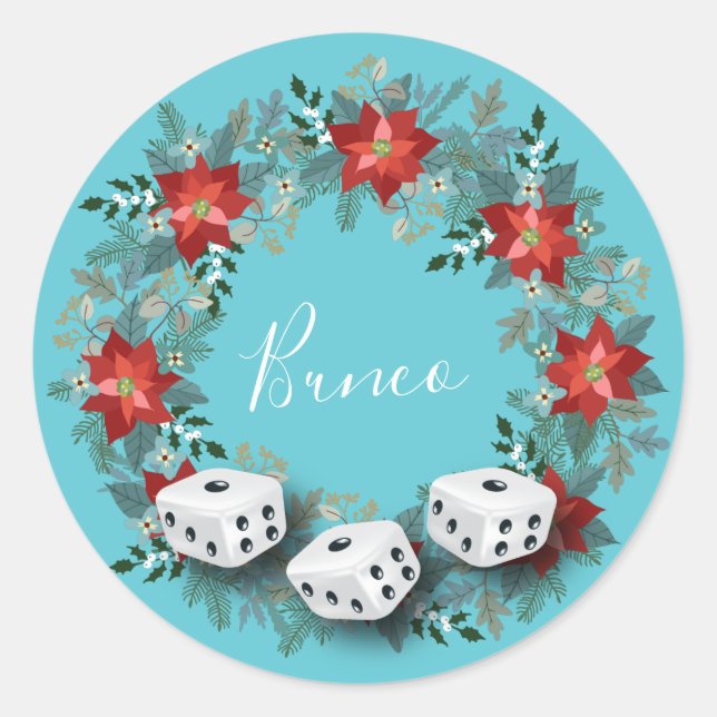 Elegantes FloralDice Bunco Party Runder Aufkleber (Vorderseite)
