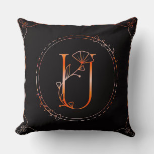 Elegantes florales Anfangs-U-Monogramm-Design Kissen