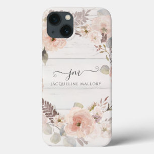 Elegantes florales Aquarellblatt Rustikales Monogr Case-Mate iPhone Hülle