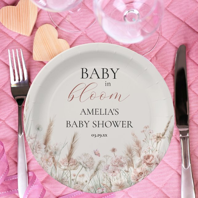 Elegantes florales Baby in Blüte Pappteller (Von Creator hochgeladen)