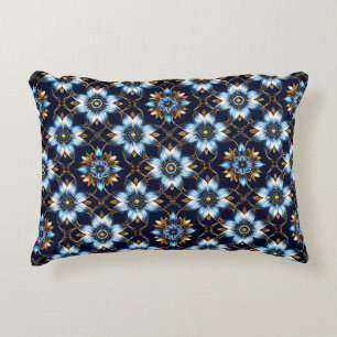 Elegantes florales Blau- und Goldmuster Dekokissen