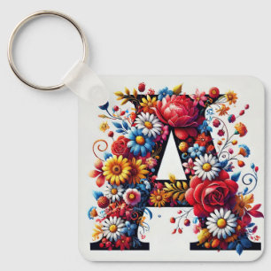 Elegantes florales Buchstabe A Design Schlüsselanhänger
