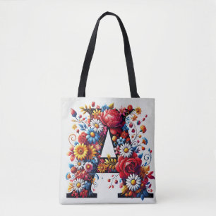 Elegantes florales Buchstabe A Design Tasche