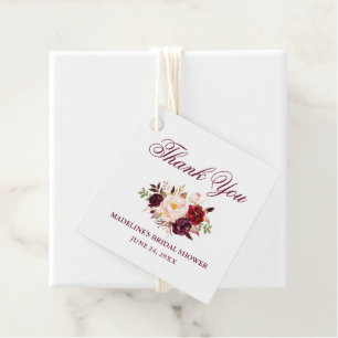 Elegantes florales Burgundy Brautparty Geschenkanhänger