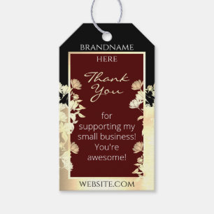 Elegantes florales Burgundy mit Schwarz- und Goldr Geschenkanhänger