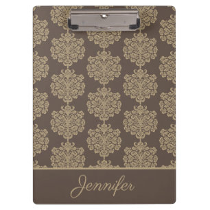 Elegantes florales Chic goldenes Damastmuster Klemmbrett