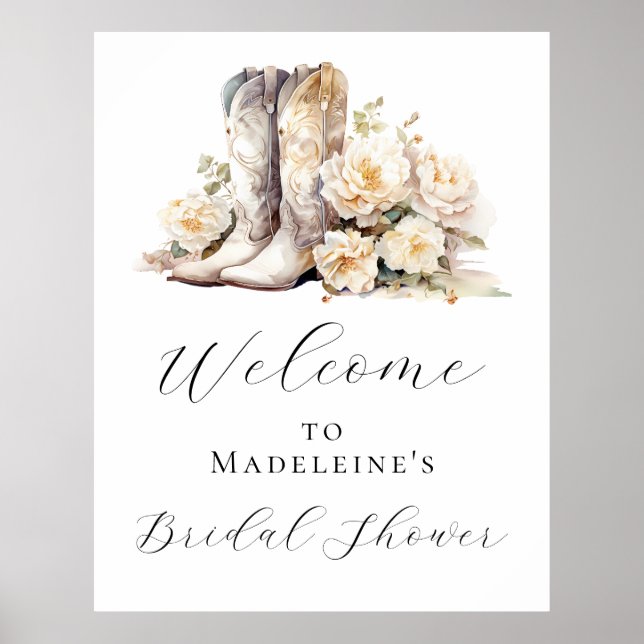 Elegantes florales Cowgirl Boots Brautparty Willko Poster (Vorne)