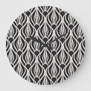 Elegantes florales Damast, art nouveau nahtloses M Große Wanduhr