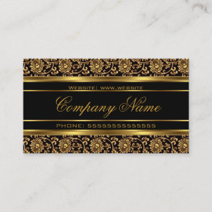 Elegantes florales Damast Gold-Optik Schwarz Bronz Visitenkarte