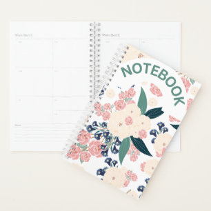 Elegantes florales Design – Marineblau, Rosa & Bei Planer
