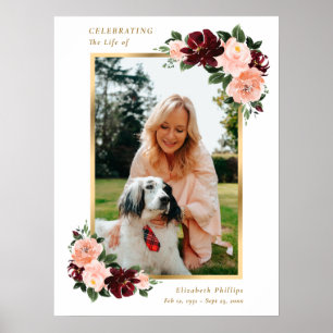 Elegantes florales Foto-Feier-des-Lebens-Schild Poster