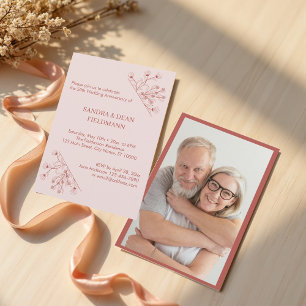 Elegantes florales Foto Hochzeit 50 Jahre Einladung