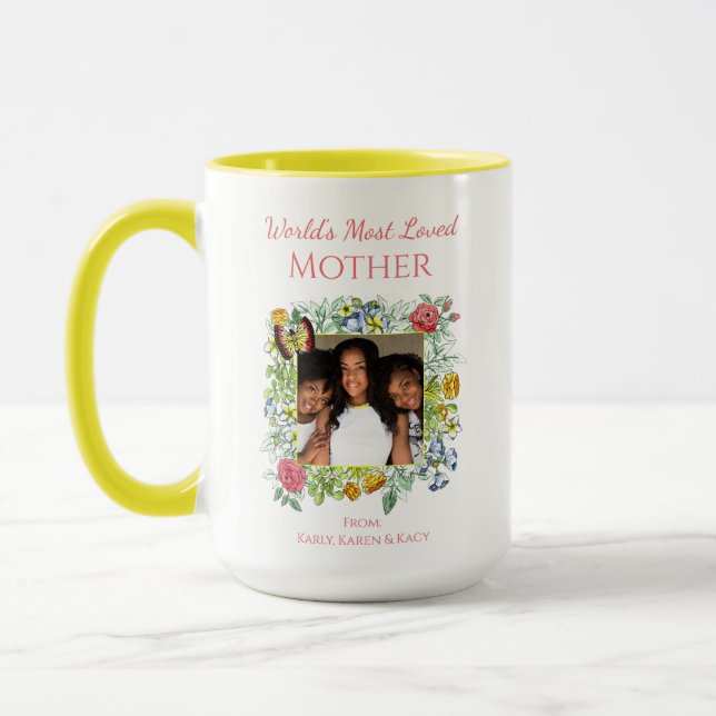 Elegantes, florales Foto Tasse (Links)