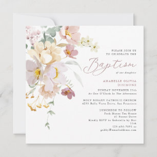 Elegantes florales Foto Taufen Einladung