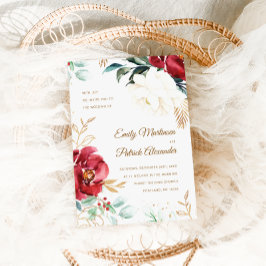 Elegantes florales Foto Weihnachten Hochzeit Einladung