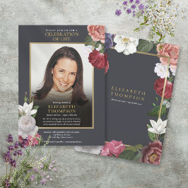 Elegantes florales Foto zur Beerdigung des Lebens Einladung