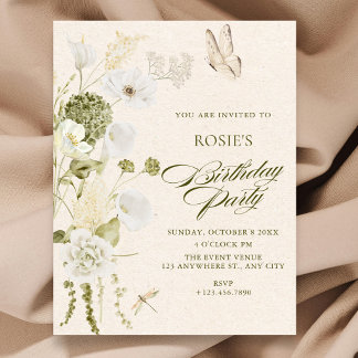 Elegantes florales Geburtstag Einladung