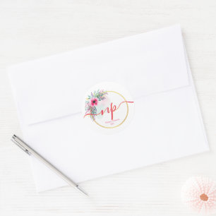 Elegantes florales goldenes Kreis-Monogramm Runder Aufkleber