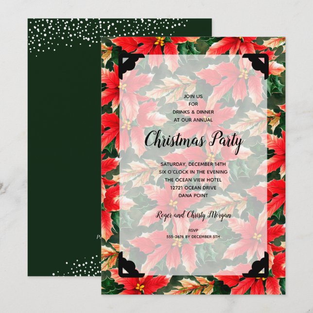 Elegantes florales Grün Weihnachten Party (Vorne/Hinten)