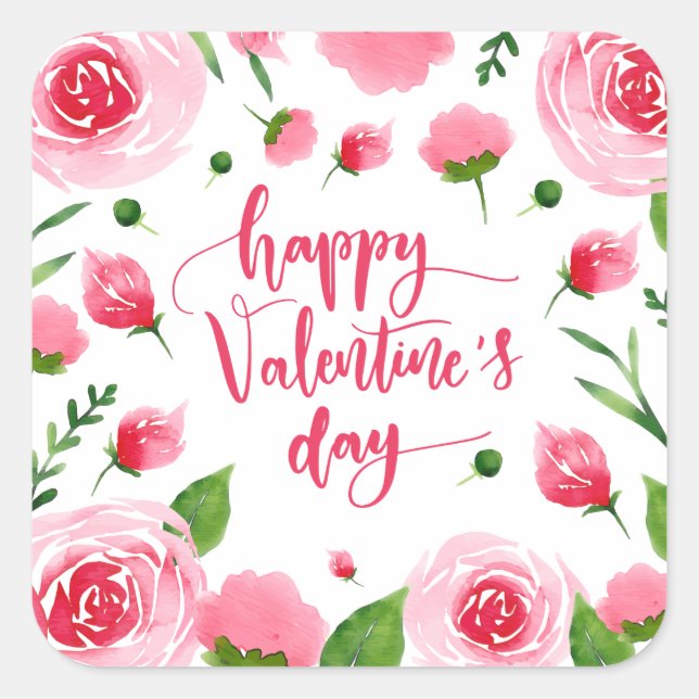Elegantes florales Happy Valentine's Day Sticker S (Vorderseite)